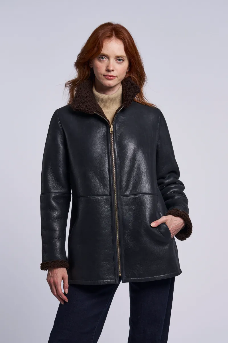 243  Genuine shearling reversible topper