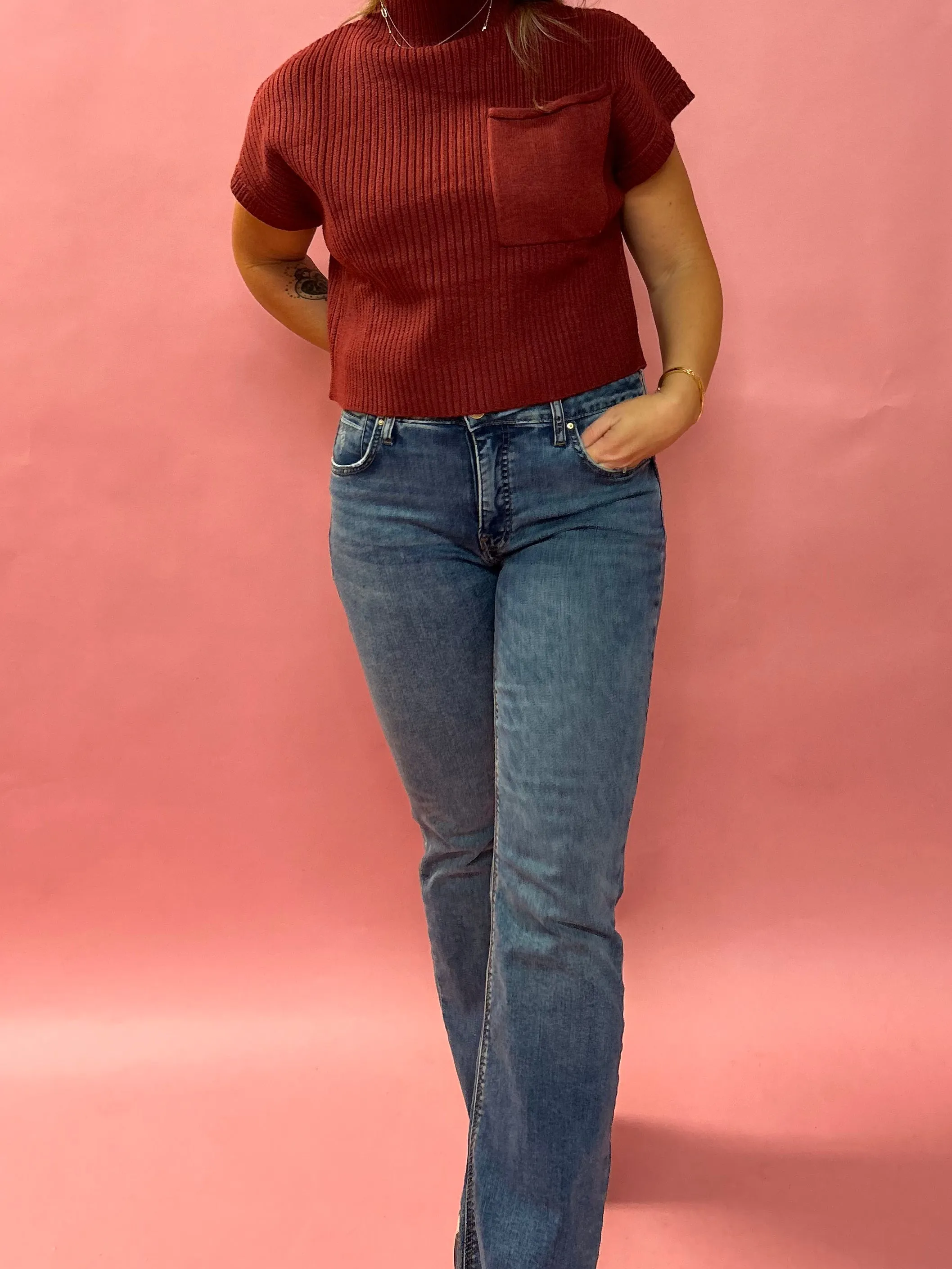 Ainslee Mock Neck Sweater in Wine