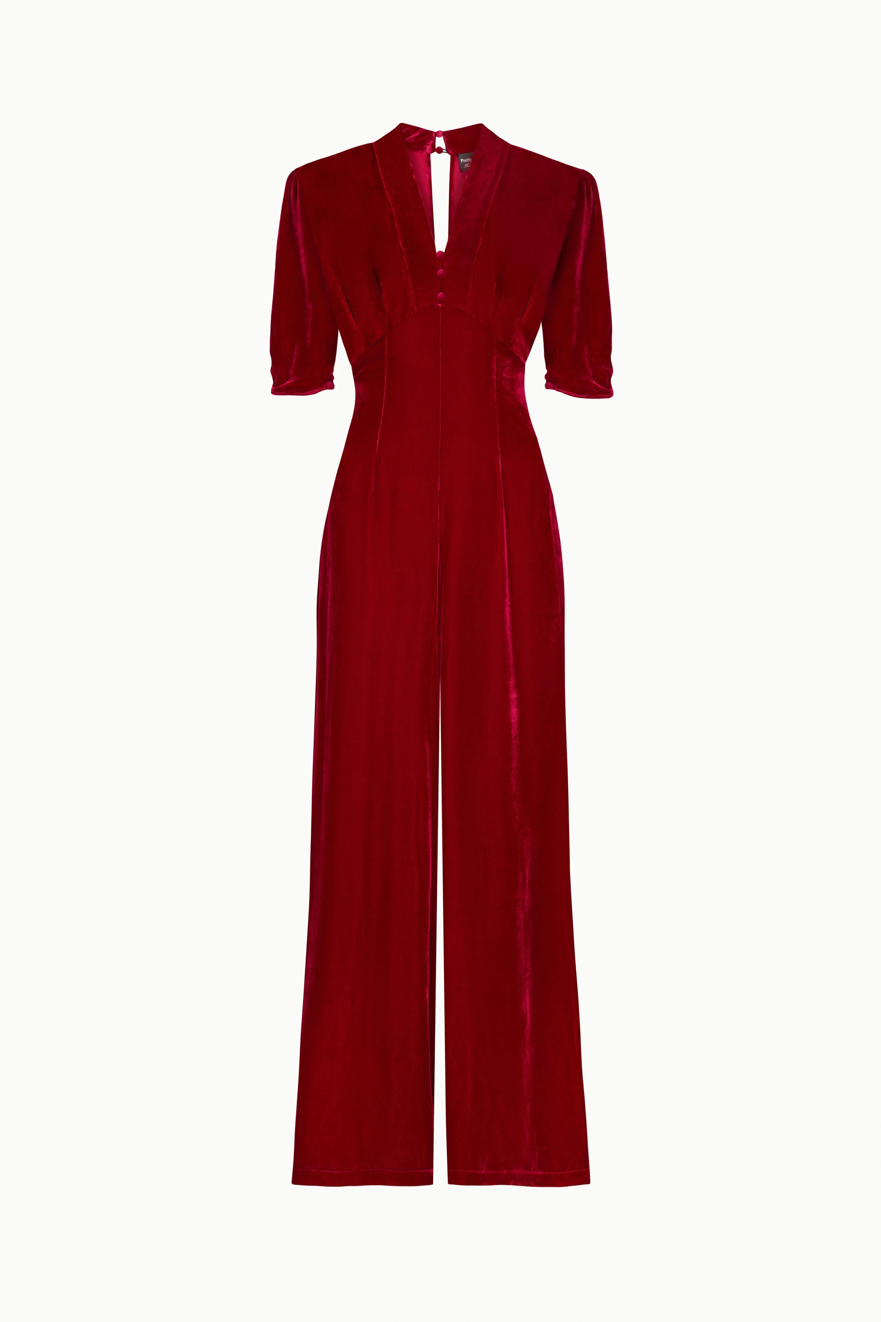 Alana jumpsuit in red silk velvet