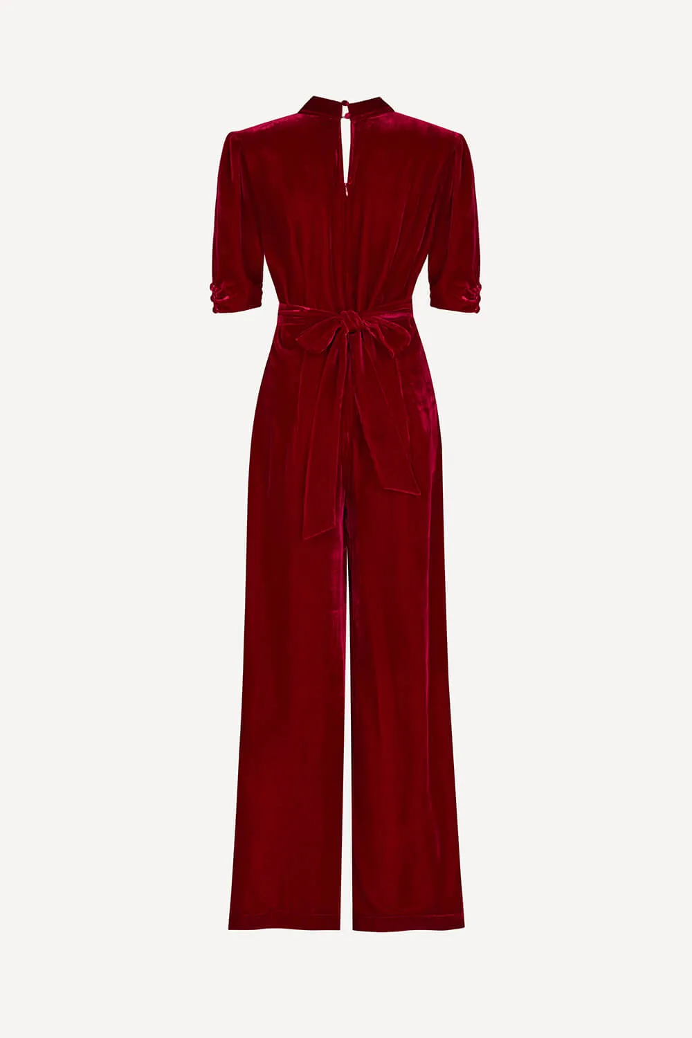 Alana jumpsuit in red silk velvet