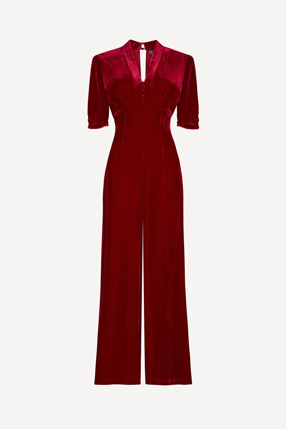 Alana jumpsuit in red silk velvet