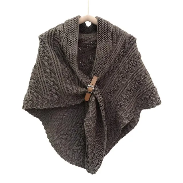 ALISON Design Women's Fashion Premium Quality Black Knitted Poncho Scarf