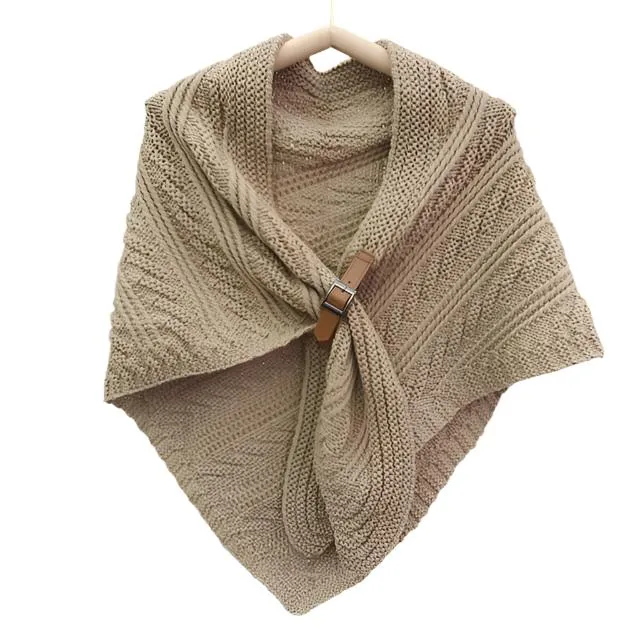 ALISON Design Women's Fashion Premium Quality Caramel Brown Knitted Poncho Scarf