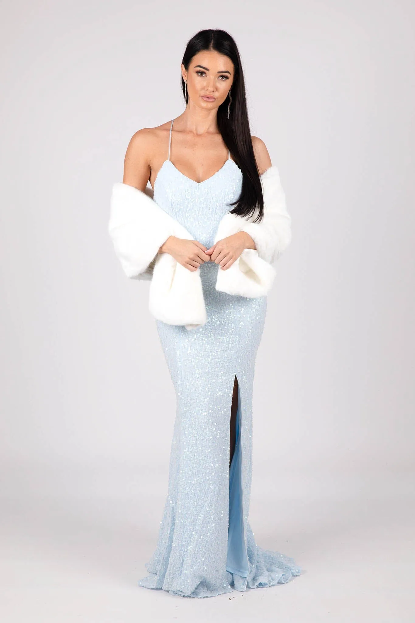 Amira Faux Fur Shawl - White