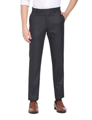 Arrow Self Design Tailored Fit Smart Flex Twill Formal Trouser Navy