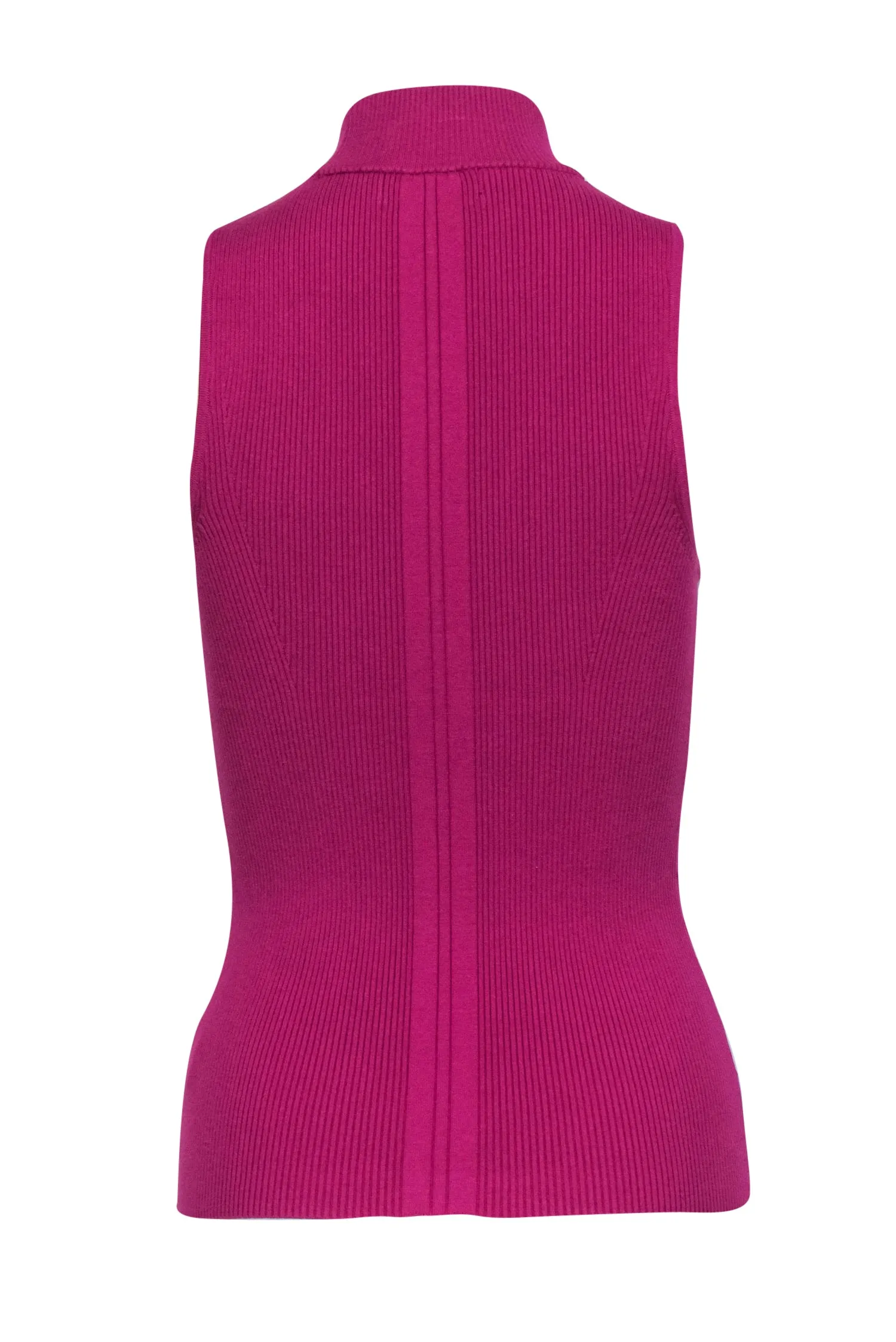 Bailey 44 - Magenta Sleeveless Mock Neck Ribbed "Zoe" Sweater w/ Cutout Sz M