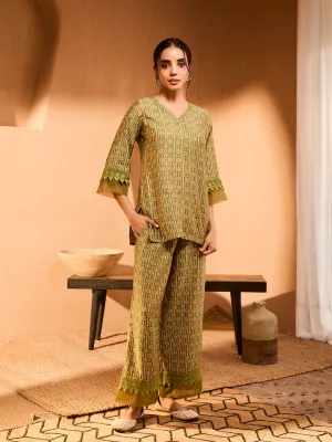 Bani Women Elegant Green Tunic & Palazzo Co-Ord Set