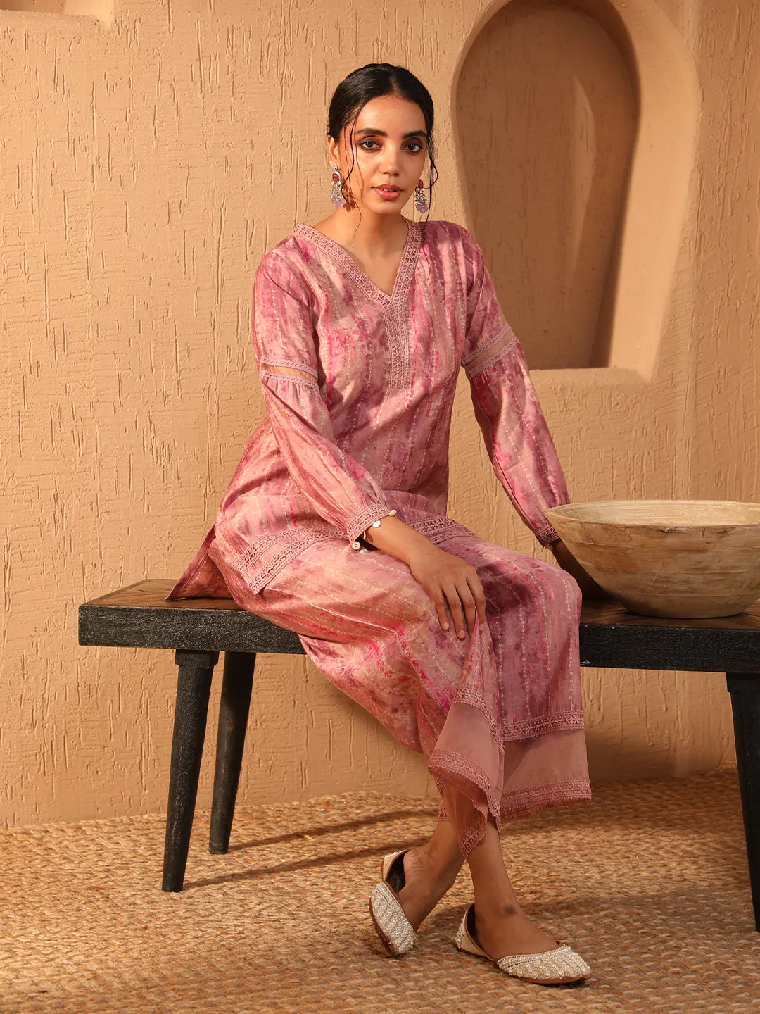 Bani Women Elegant Pink Tunic & Palazzo Co-Ord Set