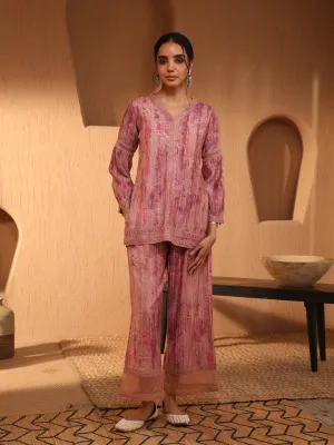 Bani Women Elegant Pink Tunic & Palazzo Co-Ord Set