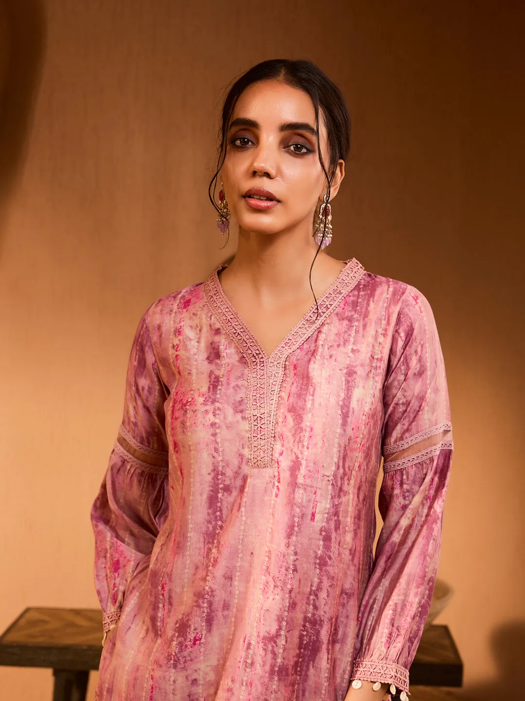 Bani Women Elegant Pink Tunic & Palazzo Co-Ord Set