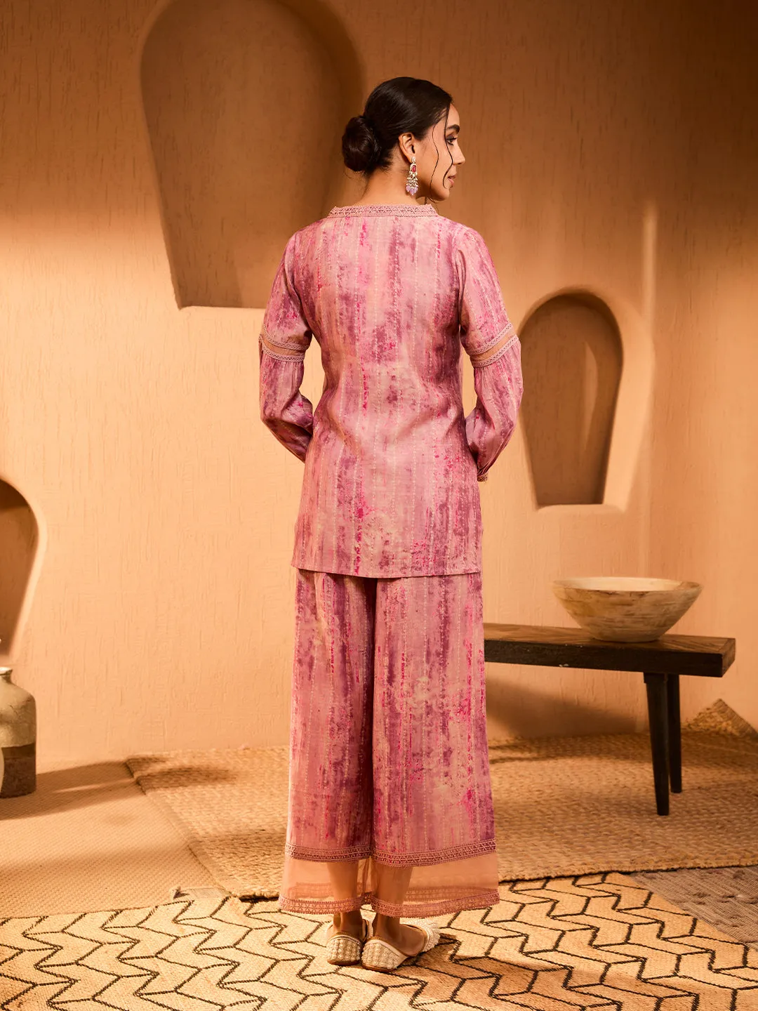 Bani Women Elegant Pink Tunic & Palazzo Co-Ord Set