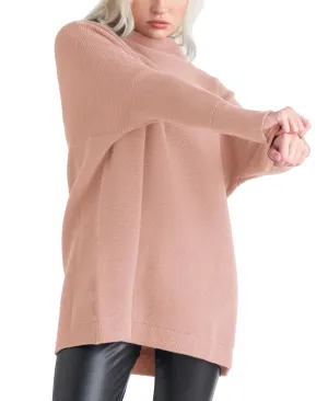 Black Tape Long Sleeve Mock Neck Tunic Sweater