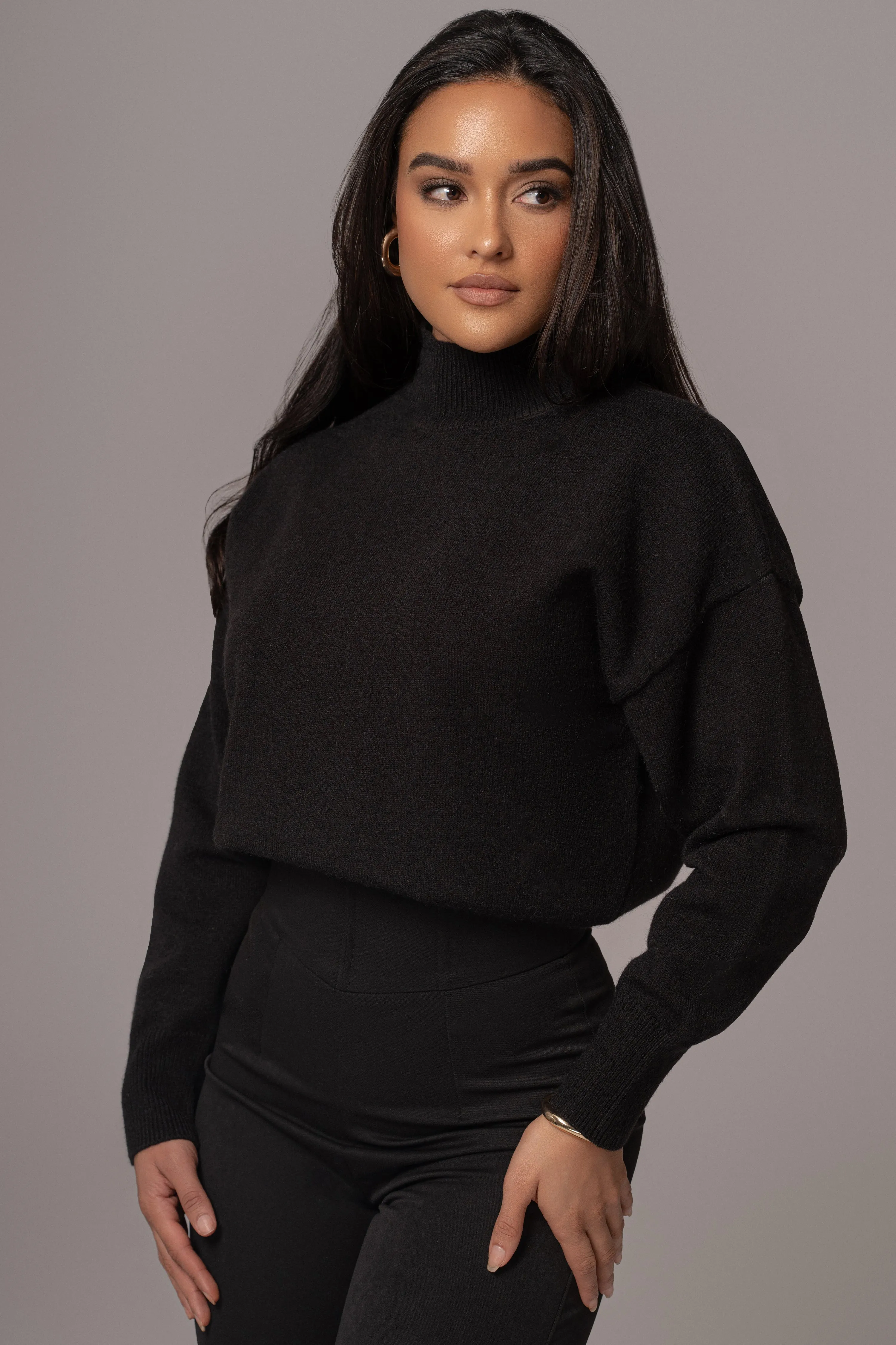 Black Turtleneck Sweater Top