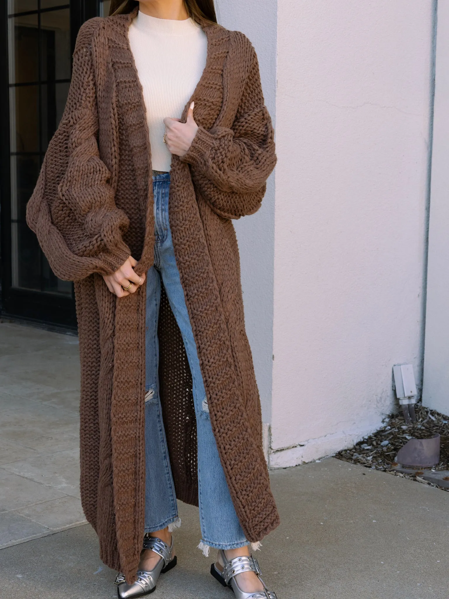 Brown Chunky Knit Cardigan