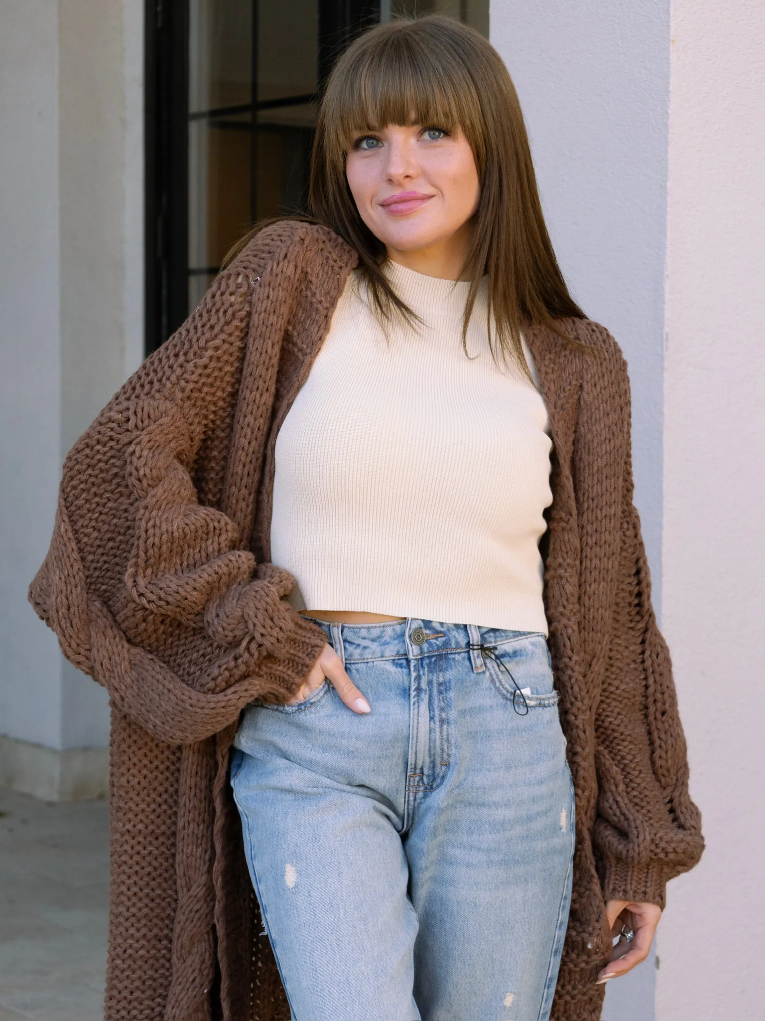 Brown Chunky Knit Cardigan