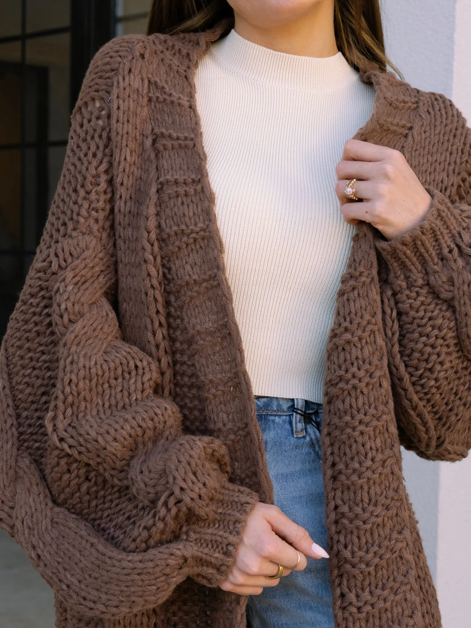 Brown Chunky Knit Cardigan