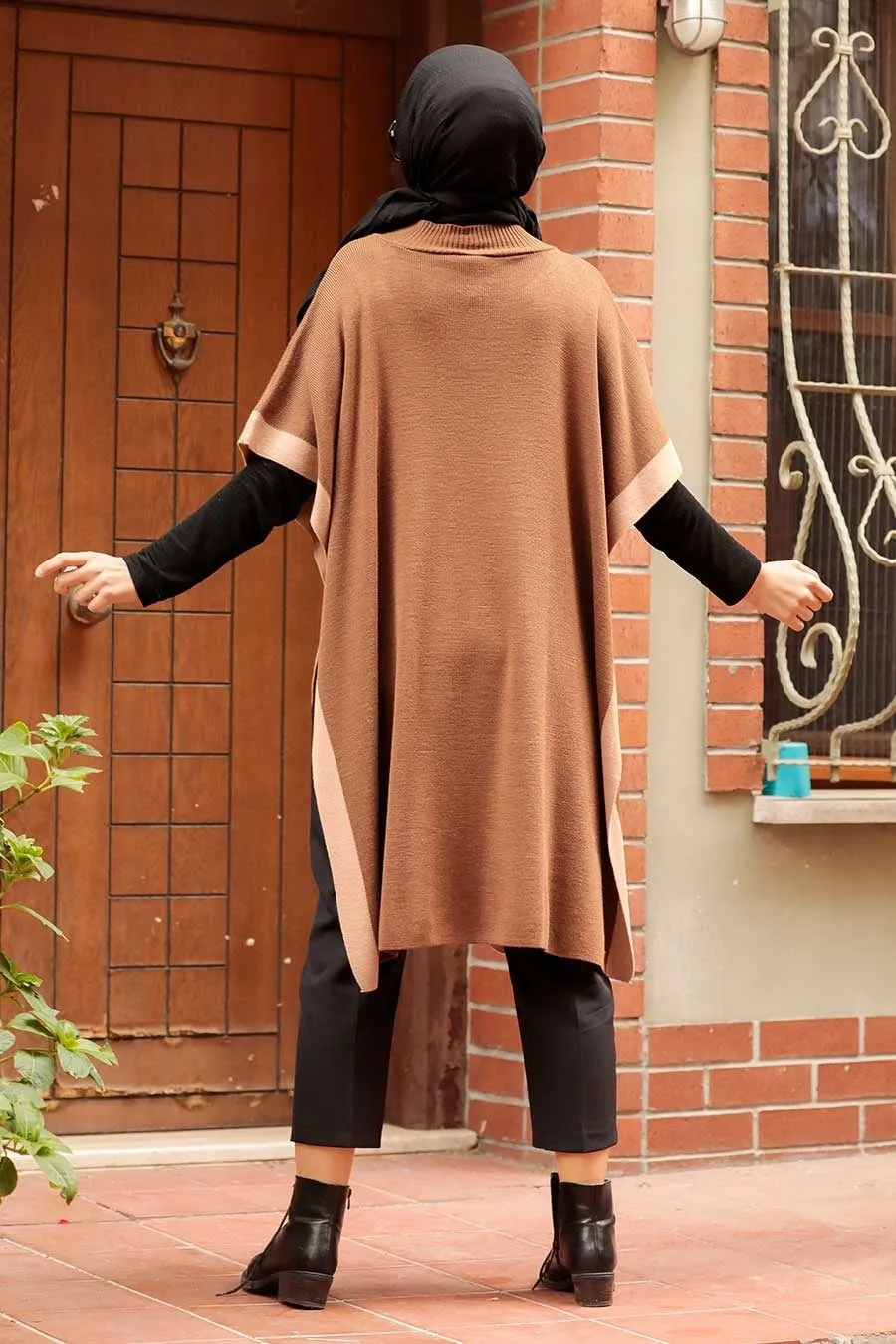 Brown Stripe  Poncho