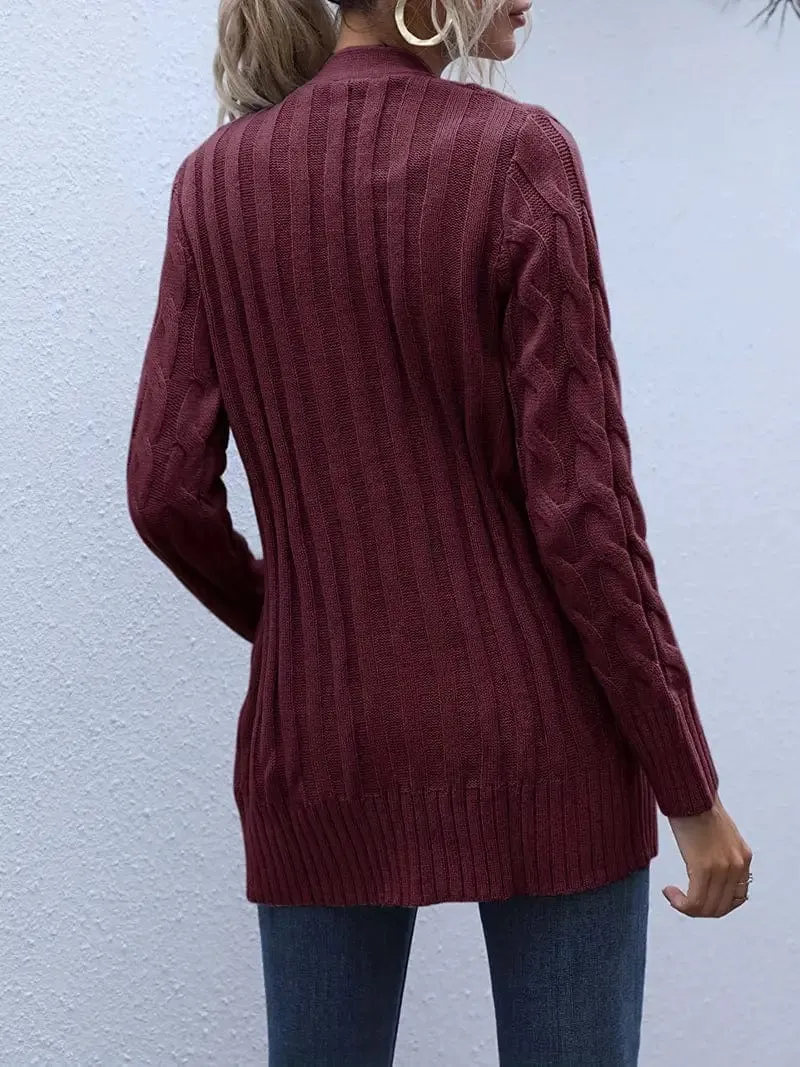 Cable Knit Cardigan with Side Pockets