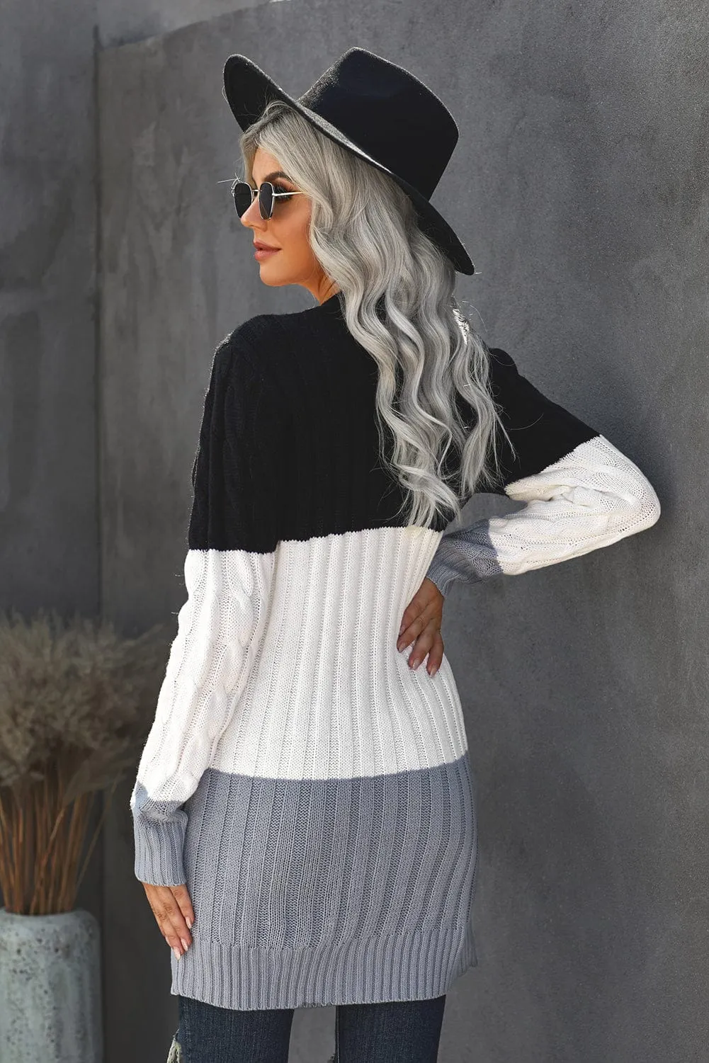 Cable Knit Cardigan with Side Pockets