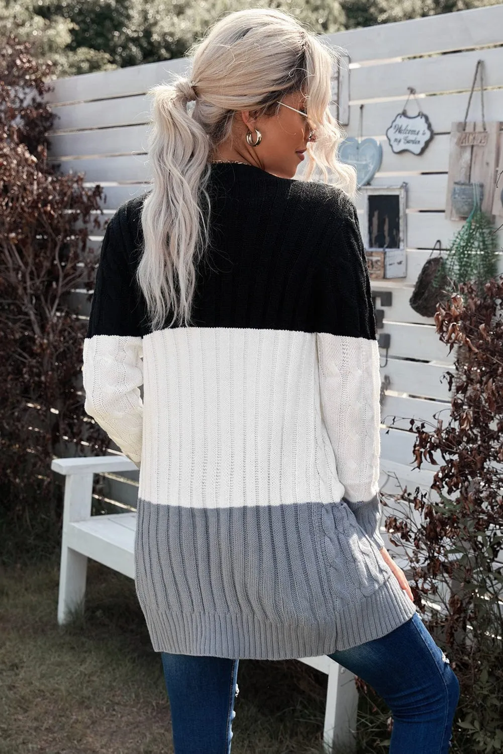 Cable Knit Cardigan with Side Pockets