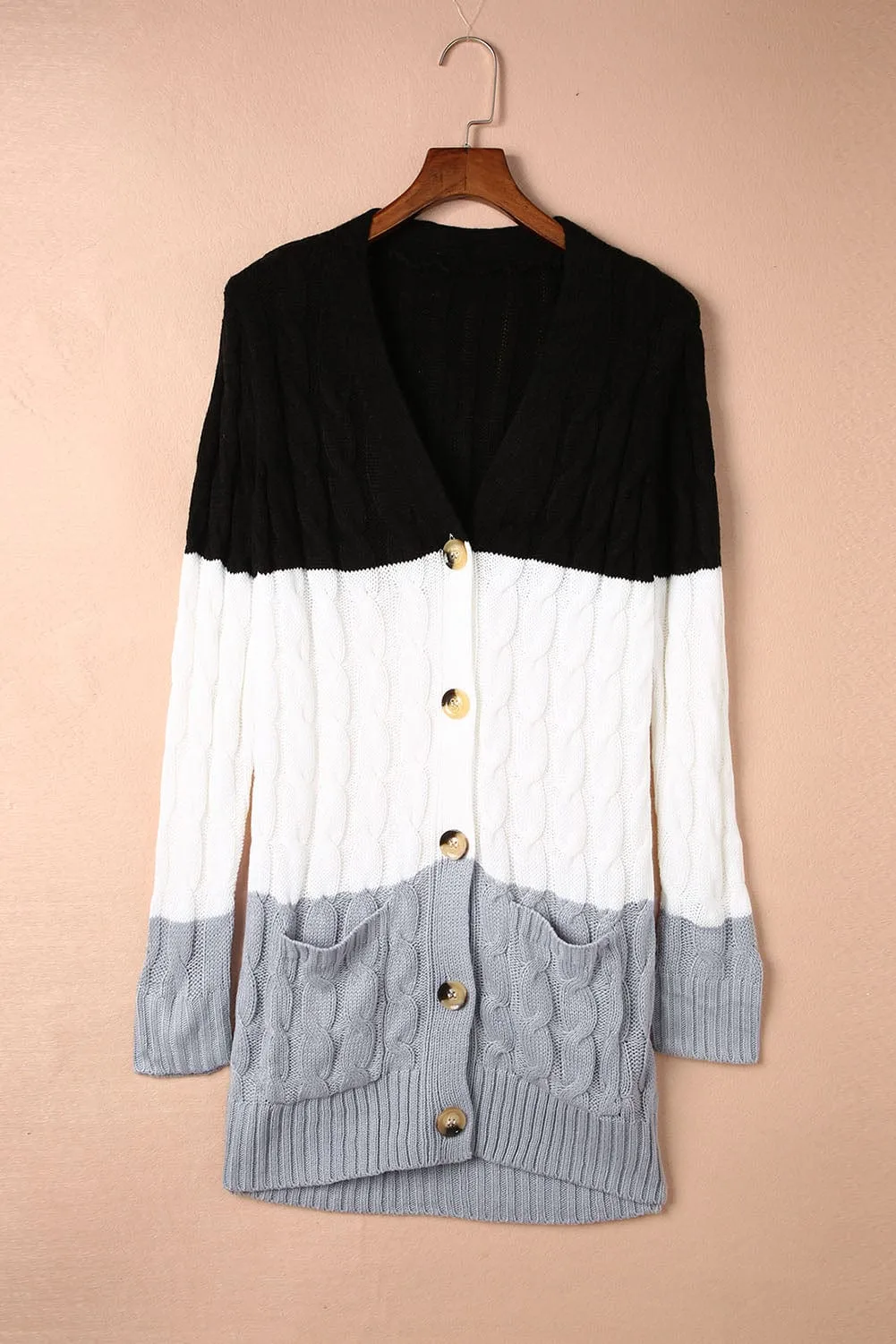 Cable Knit Cardigan with Side Pockets