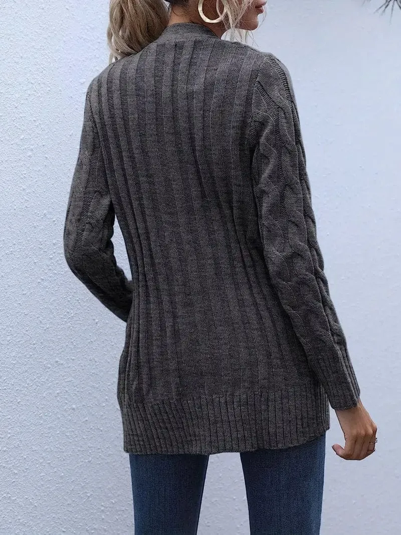 Cable Knit Cardigan with Side Pockets