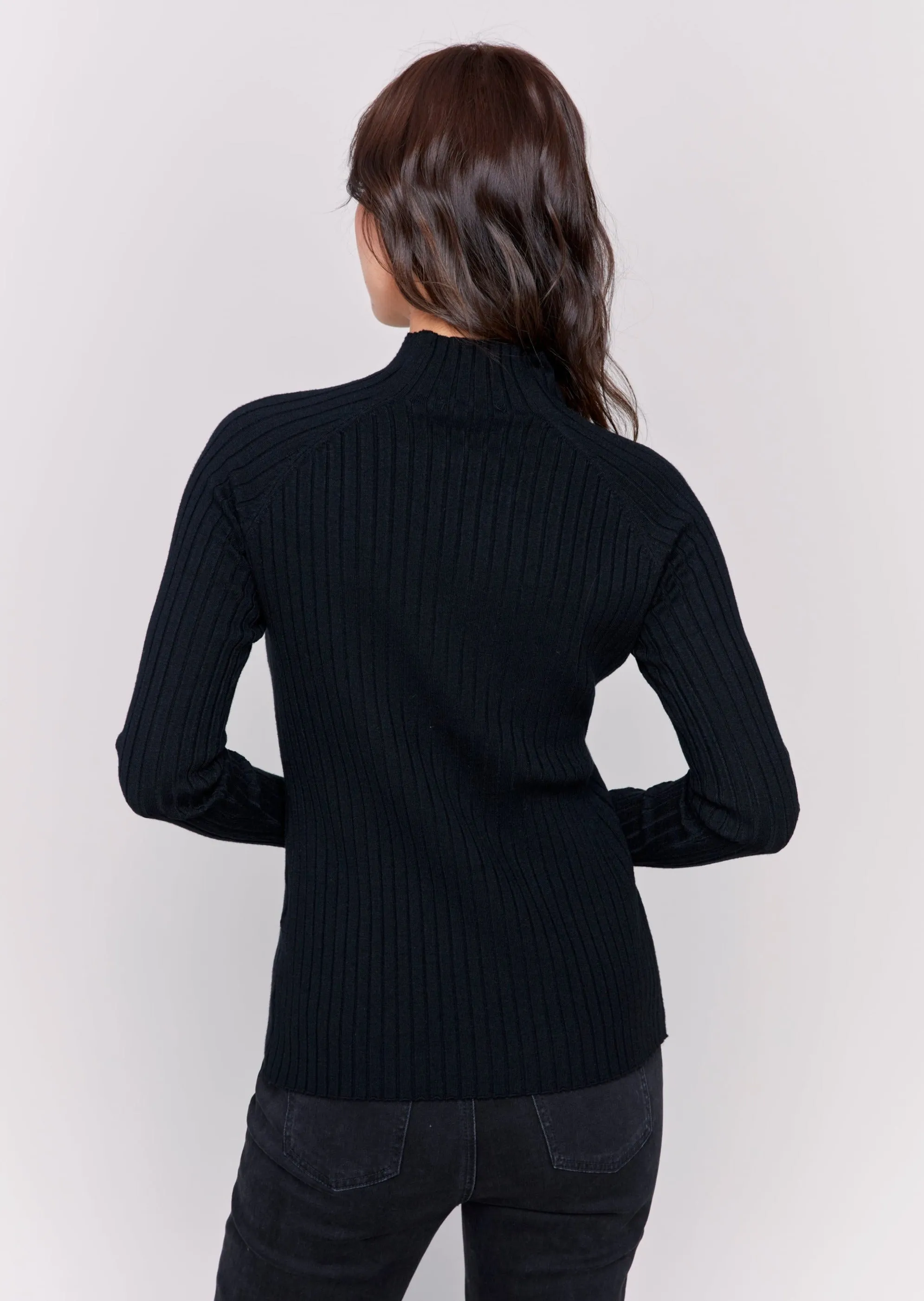 Charlie B - Basic Ribbed Mock Neck Sweater -SALE