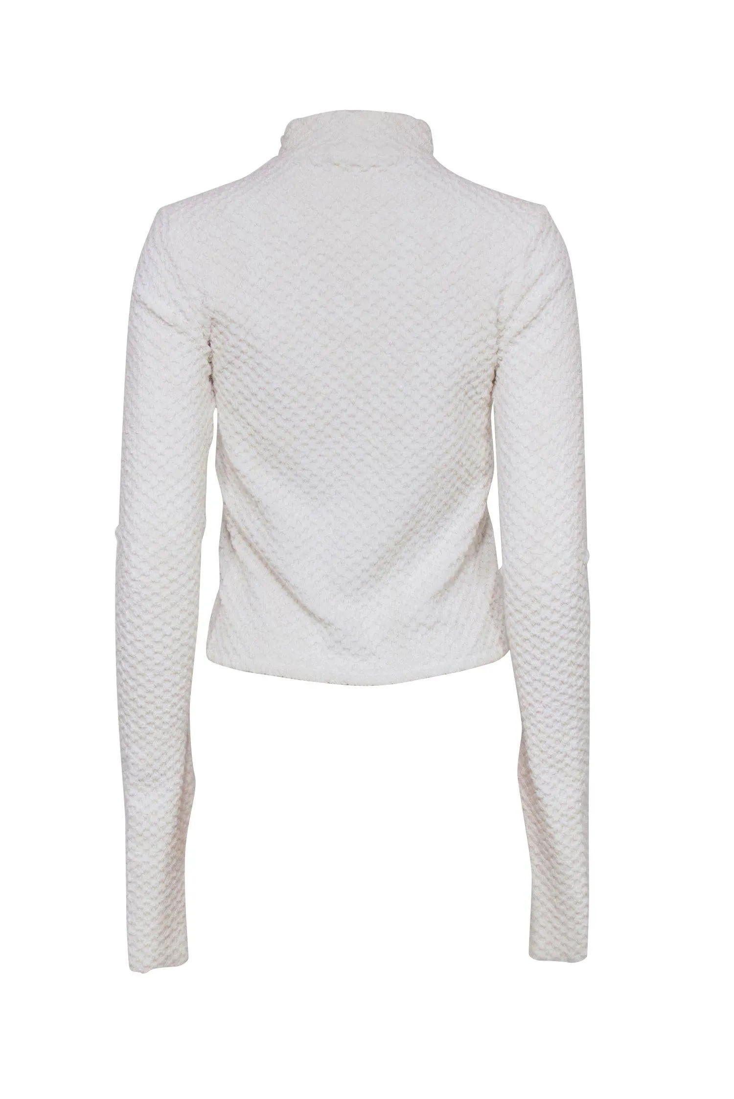 Coperni - White Textured Knit Mock Neck Sweater w/ Extra Long Sleeves Sz 4