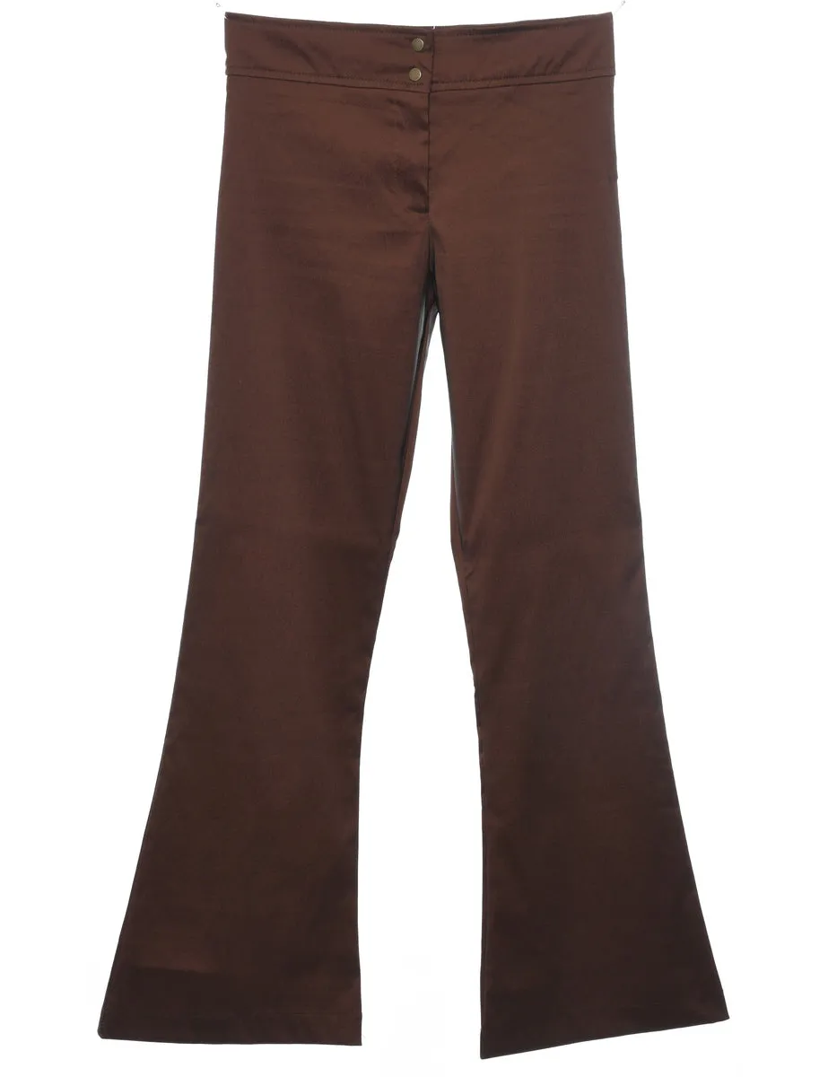 Dark Brown Flared Leg Trousers - W26 L29