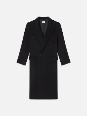 Double-Breasted Tailored Coat -- Black