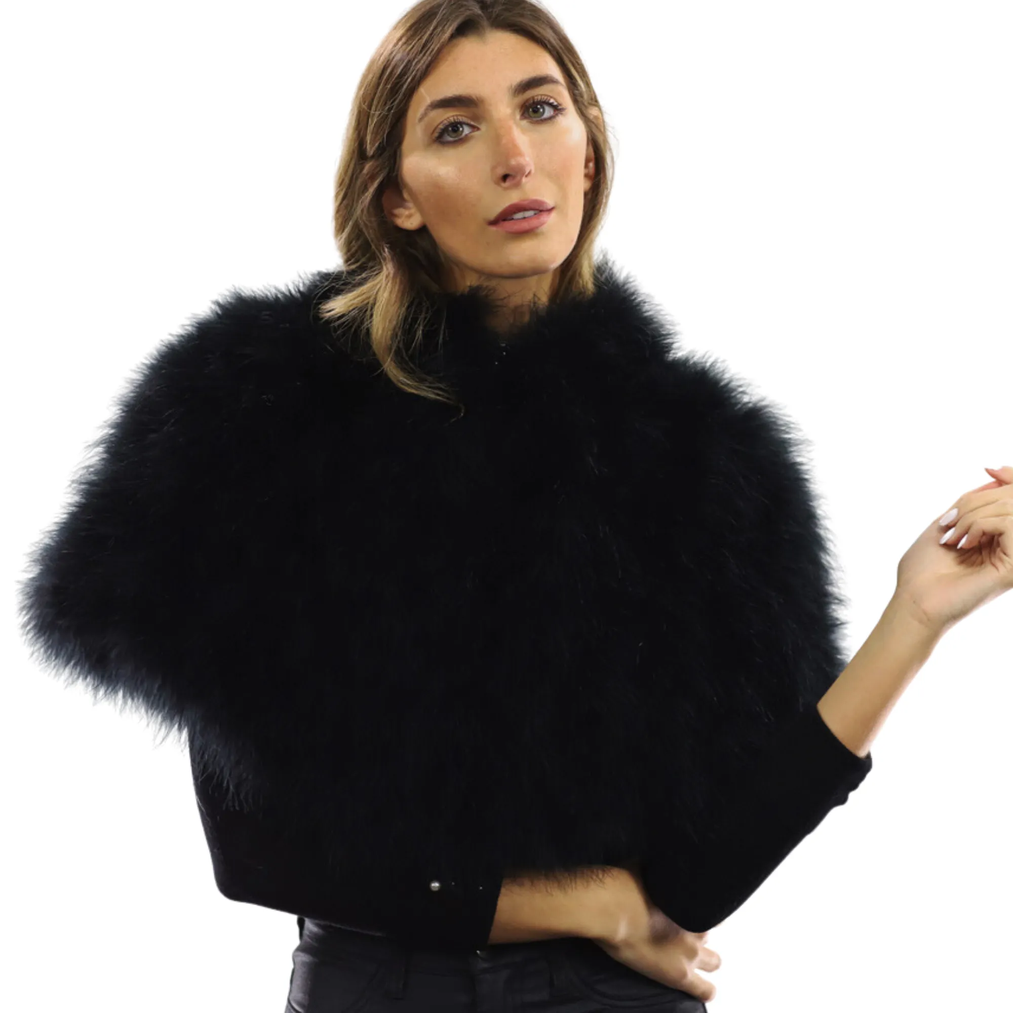 Elegant Shoulder Feathery Cape