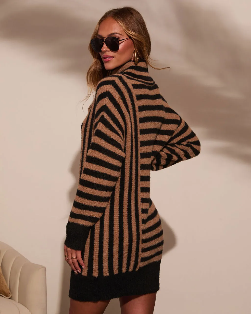 Fabiana Striped Turtleneck Sweater Dress