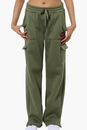 Fahrenheit Fleece Tie Waist Cargo Sweatpants - Olive