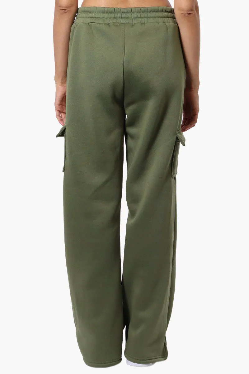 Fahrenheit Fleece Tie Waist Cargo Sweatpants - Olive