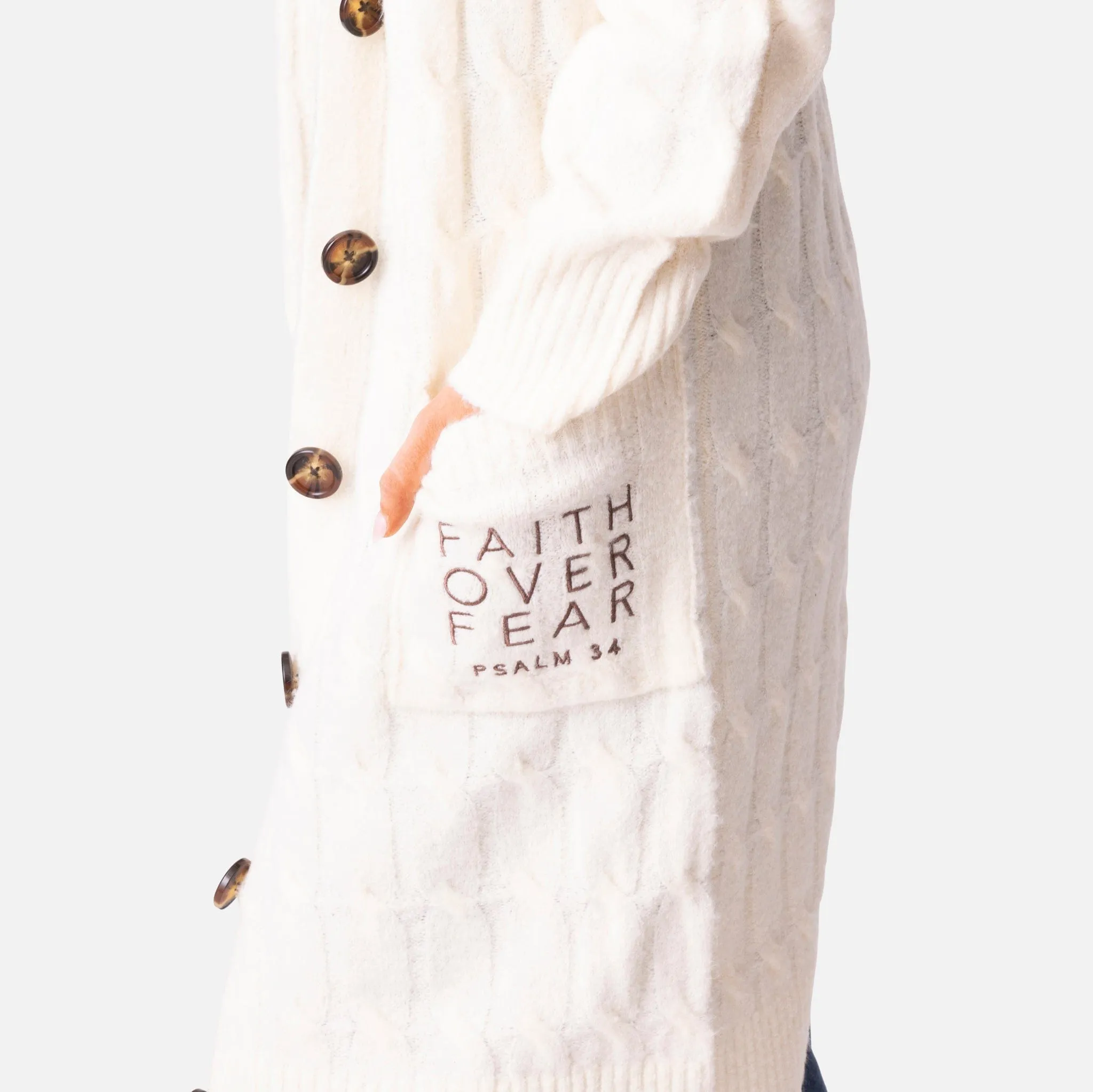 Faith Over Fear Cable Knit Cardigan