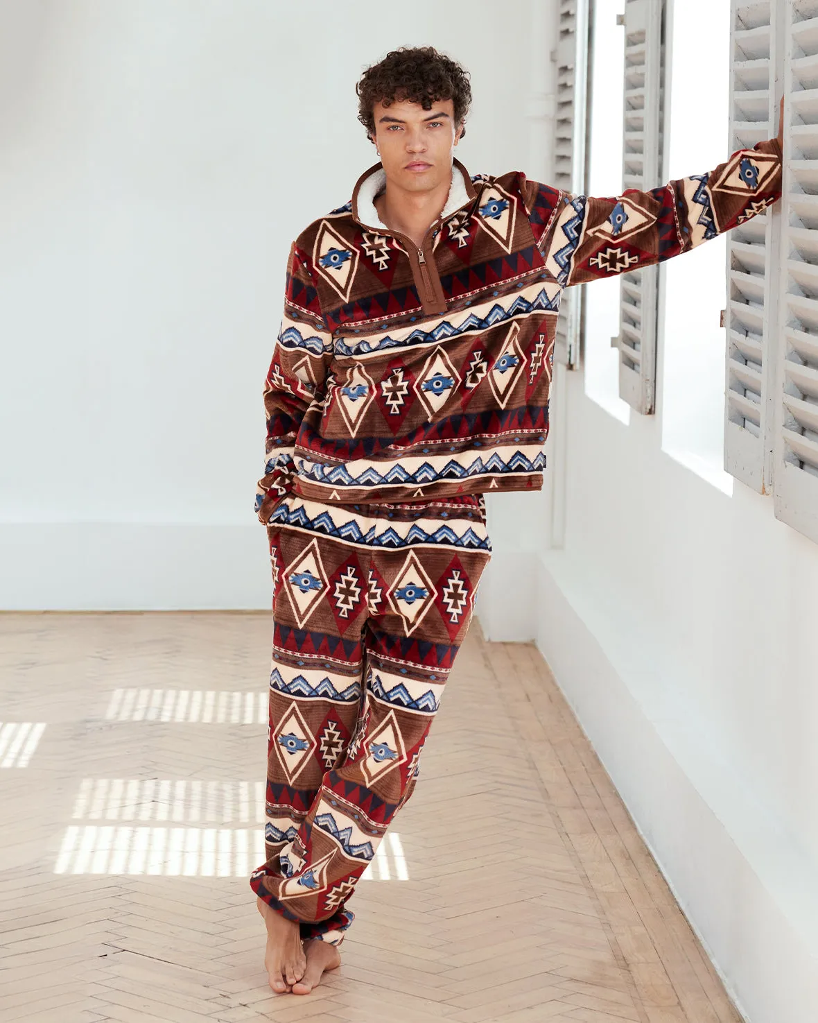 Fleece Aztec Print Sweatshirt & Jogger Co-ord