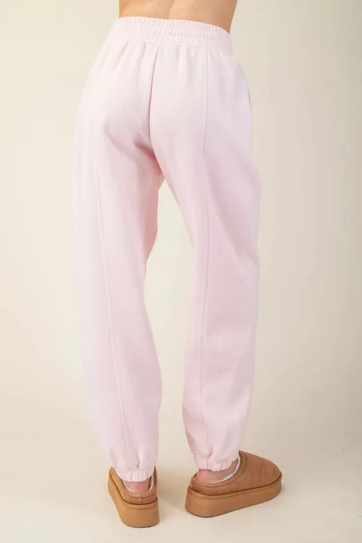 French Terry Fleece Jogger Sweatpant Strawberry Milkshake