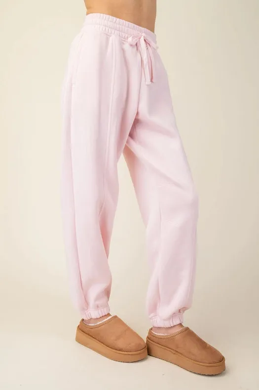 French Terry Fleece Jogger Sweatpant Strawberry Milkshake