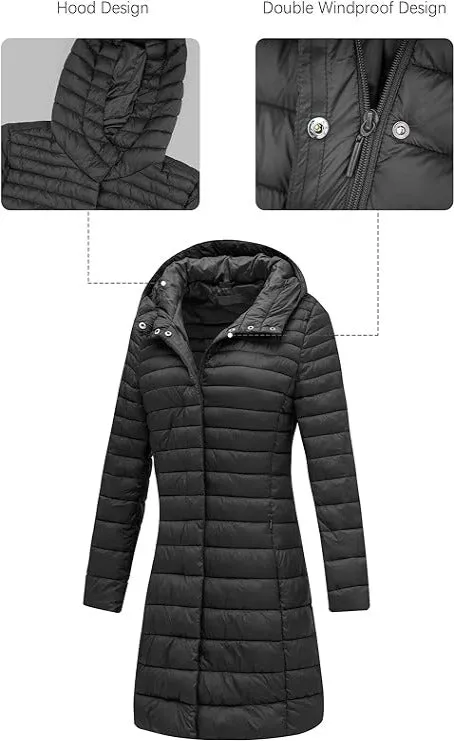 Giolshon Women's Quilted Lightweight Puffer Jacket,Long Padded Bubble Coat