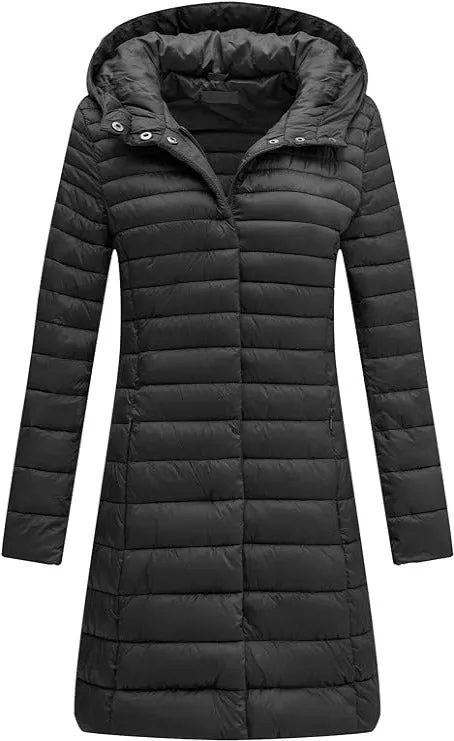 Giolshon Women's Quilted Lightweight Puffer Jacket,Long Padded Bubble Coat