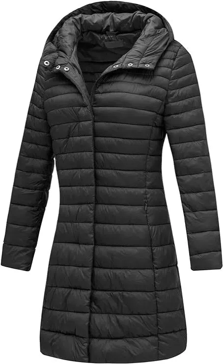 Giolshon Women's Quilted Lightweight Puffer Jacket,Long Padded Bubble Coat