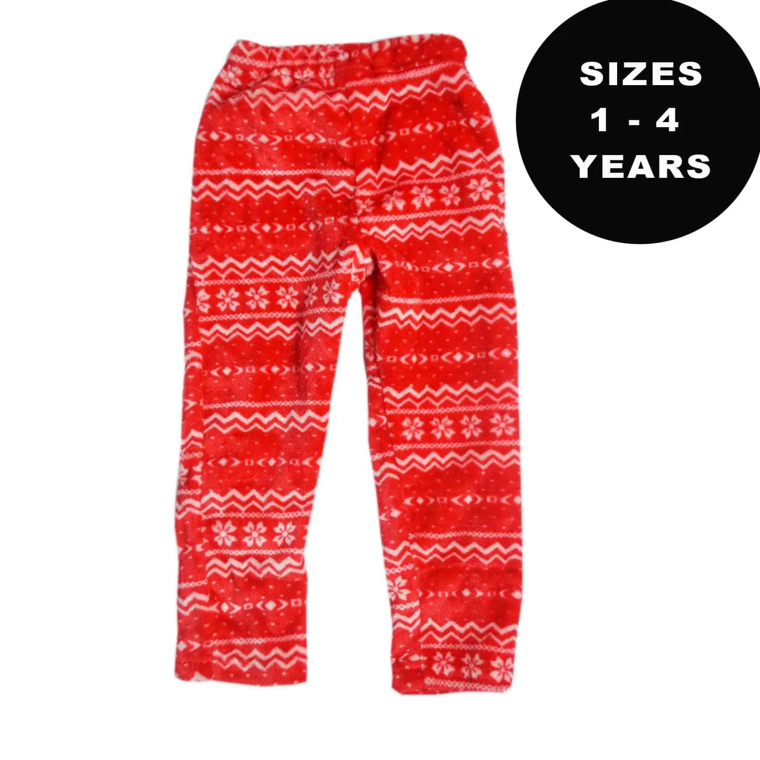 Girls Boys Jogger Bottoms | Pyjamas | Red and White | Velvet Fleece | 100% Cotton | Unisex | 18 Months to 4 Years