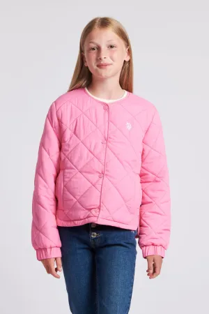 Girls Lightweight Puffer Jacket in Pink Cosmos