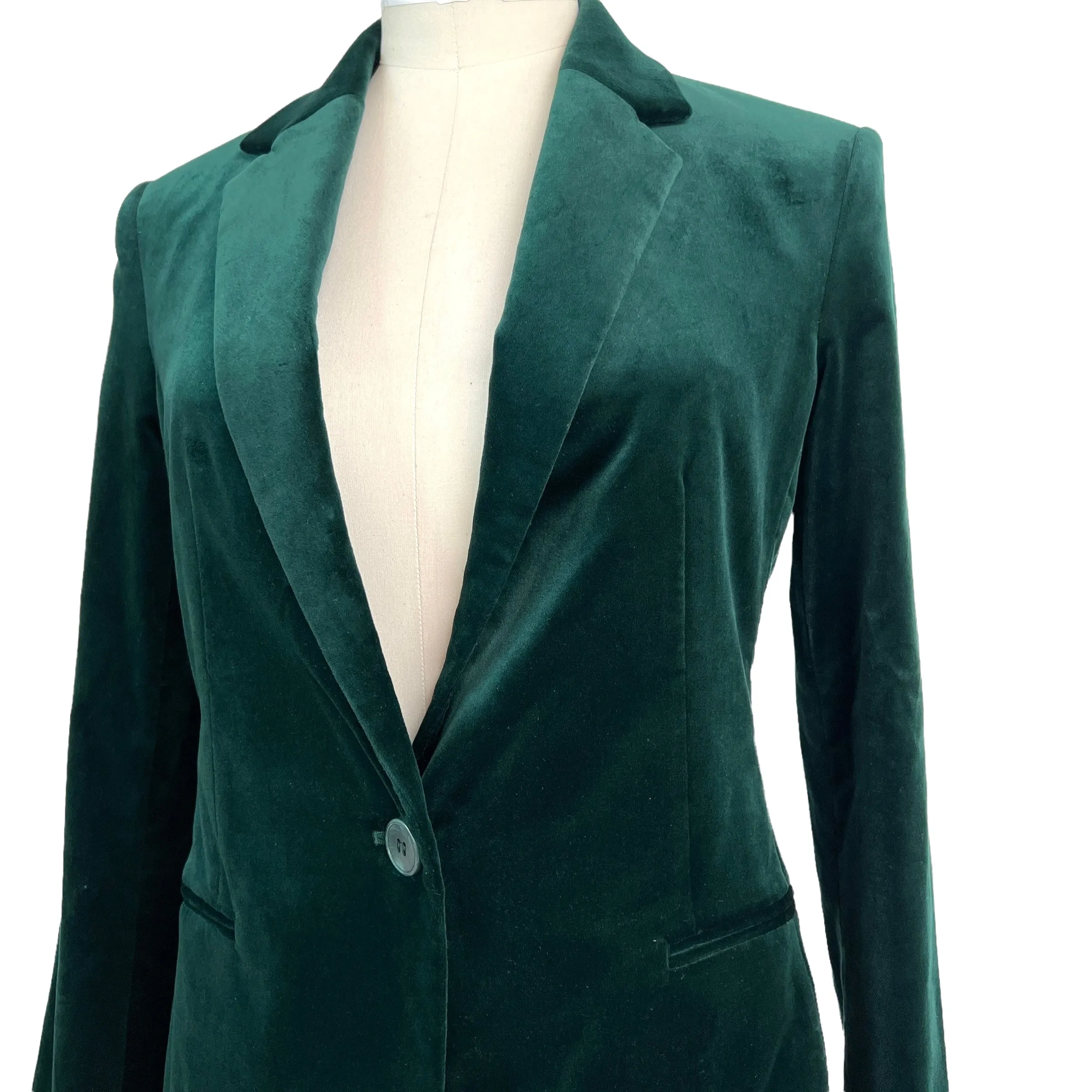 Green Velvet Blazer - 2