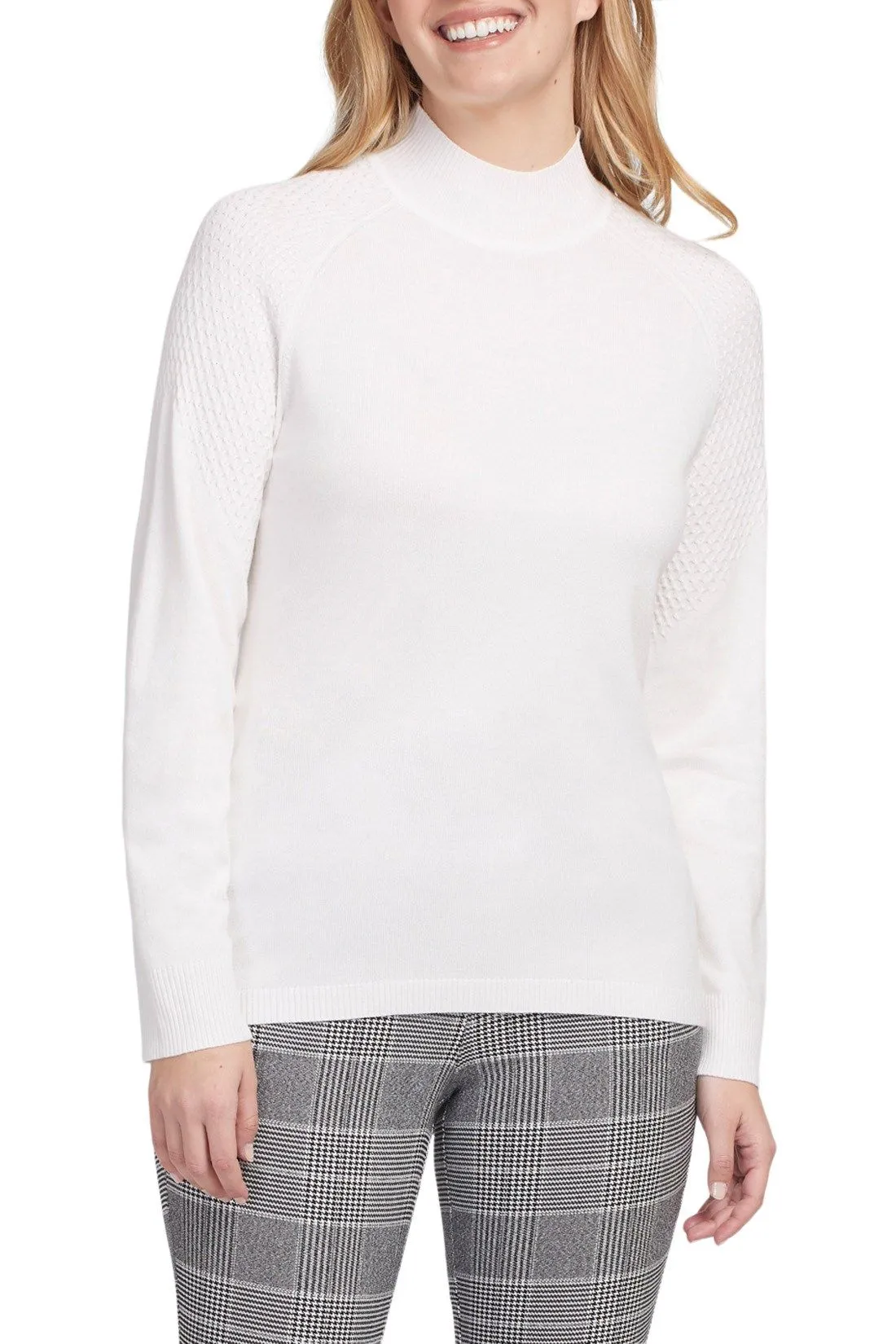 Honeycomb Mock Neck Sweater