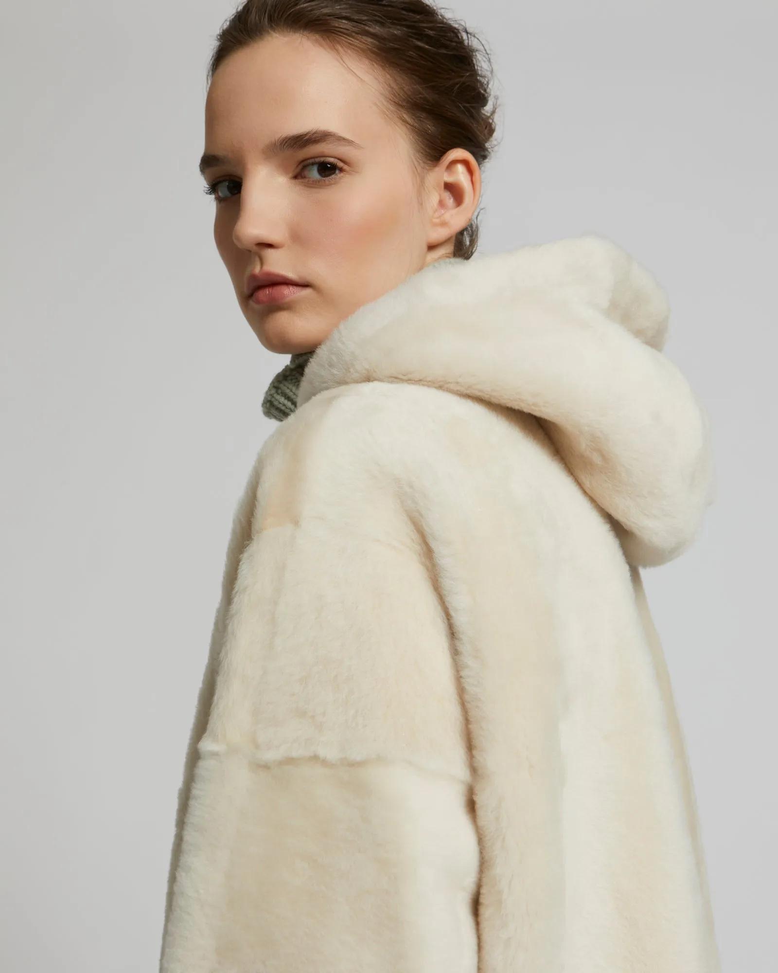 Hooded shearling jacket