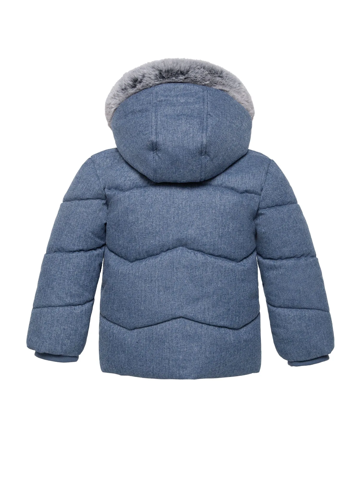 Infant Boys' Sherpa Lined Mini Fur Trim Hooded Puffer Jacket