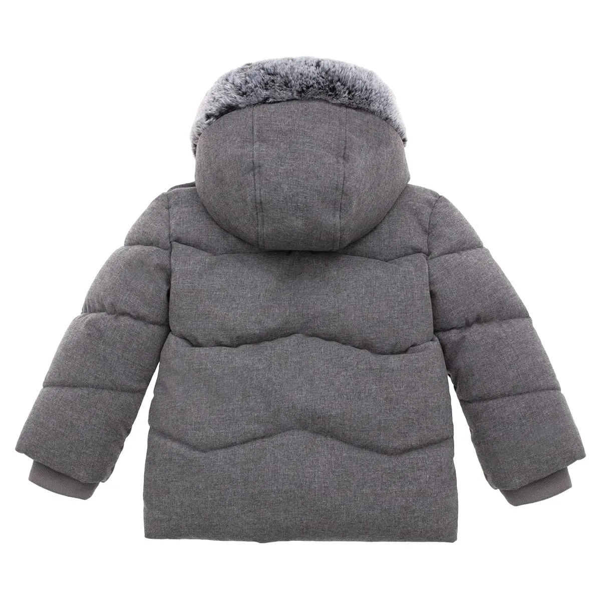 Infant Boys' Sherpa Lined Mini Fur Trim Hooded Puffer Jacket