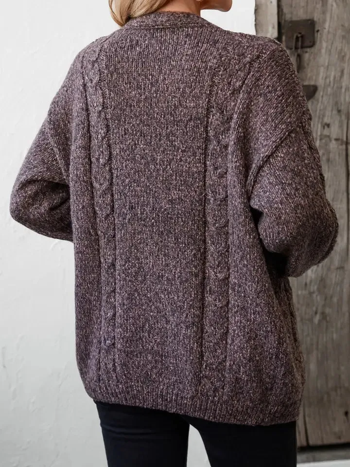 JK Plum Fleck Cable Knit Cardigan