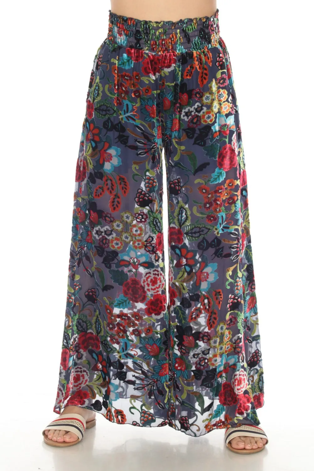 Johnny Was Minto Burnout Velvet Floral Rachel Palazzo Pants Boho Chic C63023AO